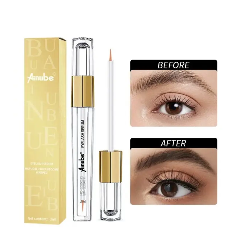 Ainube Eyelash Growth Serum - 3ml Plant-Based Extraction Formula, Ginseng Root Follicle Support, Gentle Non-Irritating Sensitive Skin Oily Nourishing Liquid, Lengthening Volumizing Primer for Healthier Thicker Lashes