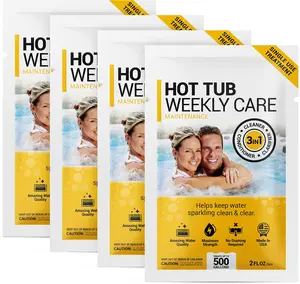 3in1 Weekly Hot Tub Cleaner, Conditioner, Clarifier - Hot Tub Chemicals for Standard & Inflatable Spas - Spa Chemicals for Crystal Clear & Sparkling Clean Water - Made in USA (4 Week Kit)