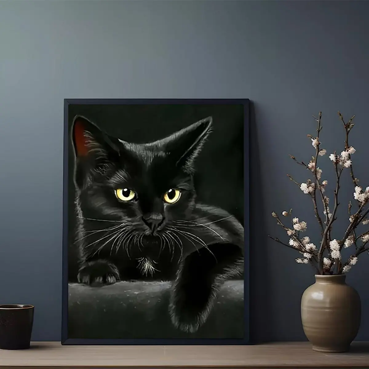 Cat Black Cat Canvas Art Print - Frameless Inch Animal Pattern Wall Decor - For Home, Bedroom, Living Room, Bathroom, Office - Halloween, Christmas Decor - Perfect Gift for Art Lovers Ornaments Decoration Photo Artistic