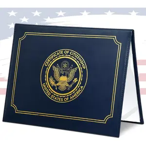 Citizenship Gifts, PU Naturalization   with Gold American Seal,  Cover with Padded, Standard Size Desk