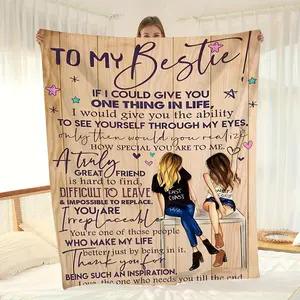 Gift Letter Print Flannel Blankets for Best Friends and Girlfriends, Warm and Comfortable Soft Blankets for All Seasons, Nap Blankets, Sofa Beds, Sofas, Office Camping Trips, Home Decor, Birthdays, Christmas Gifts, Blankets for Best Friends