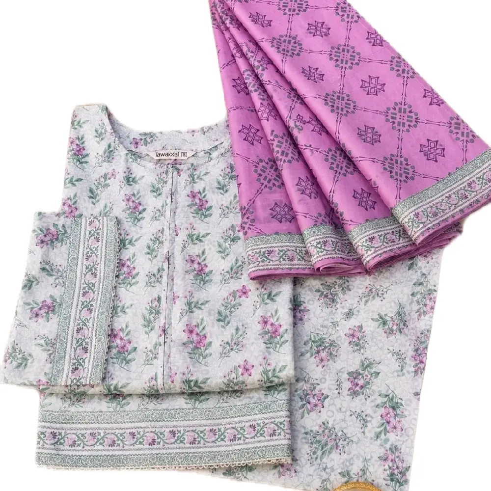 Binsaeed and Sadabahar Cotton and Lawn three Piece Casual Pakistani Suit
