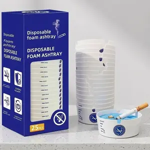 Disposable Ashtray 25-Pack, Portable & Eco-Friendly Paper Ashtrays with Deodorizing Gel, for Indoor Outdoor Use, Travel, Car Cup Holder, Parties and Camping