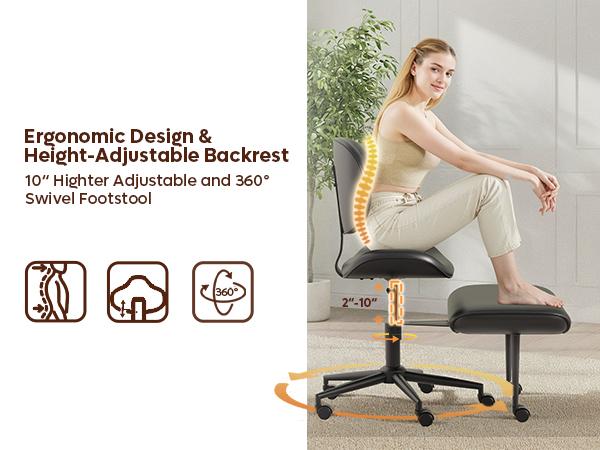 【Deal】Nost & Host Upgraded Ergonomic Cross Legged Swivel Chair, Adjustable Height, Meditation Chair with Back Support, Home and Office