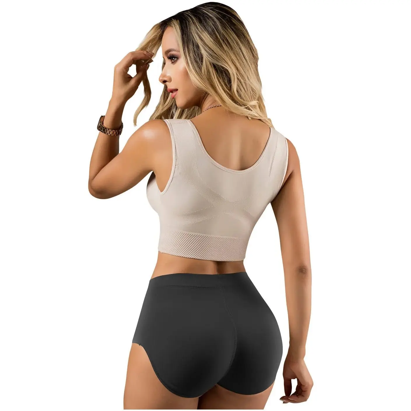 SILUET Women's Colombian Butt Lifter Shapewear, Solid High-Waist Nylon Spandex Panty with Tummy Control, Medium Compression and Invisible Seams
