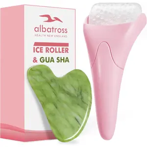 Gua Sha & Ice Roller for Face, Facial Tools for Puffiness and Redness Reducing Skin Care Routine, Self Care Massage Gift for Women Men