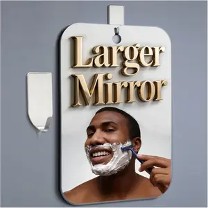 Shatterproof Shower Mirror Fogless for Shaving,(Larger 11x8 Inch) Anti Fog Shaving Mirror Holder NO-Drilling, No Fog Free Waterproof,Small Wall Mounted Bathroom Accessories Camping Hanging Men