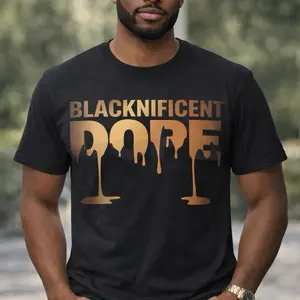 Blacknificent Dope Shirt - Men's Black T-Shirt with Gold Drip Design for Casual Wear