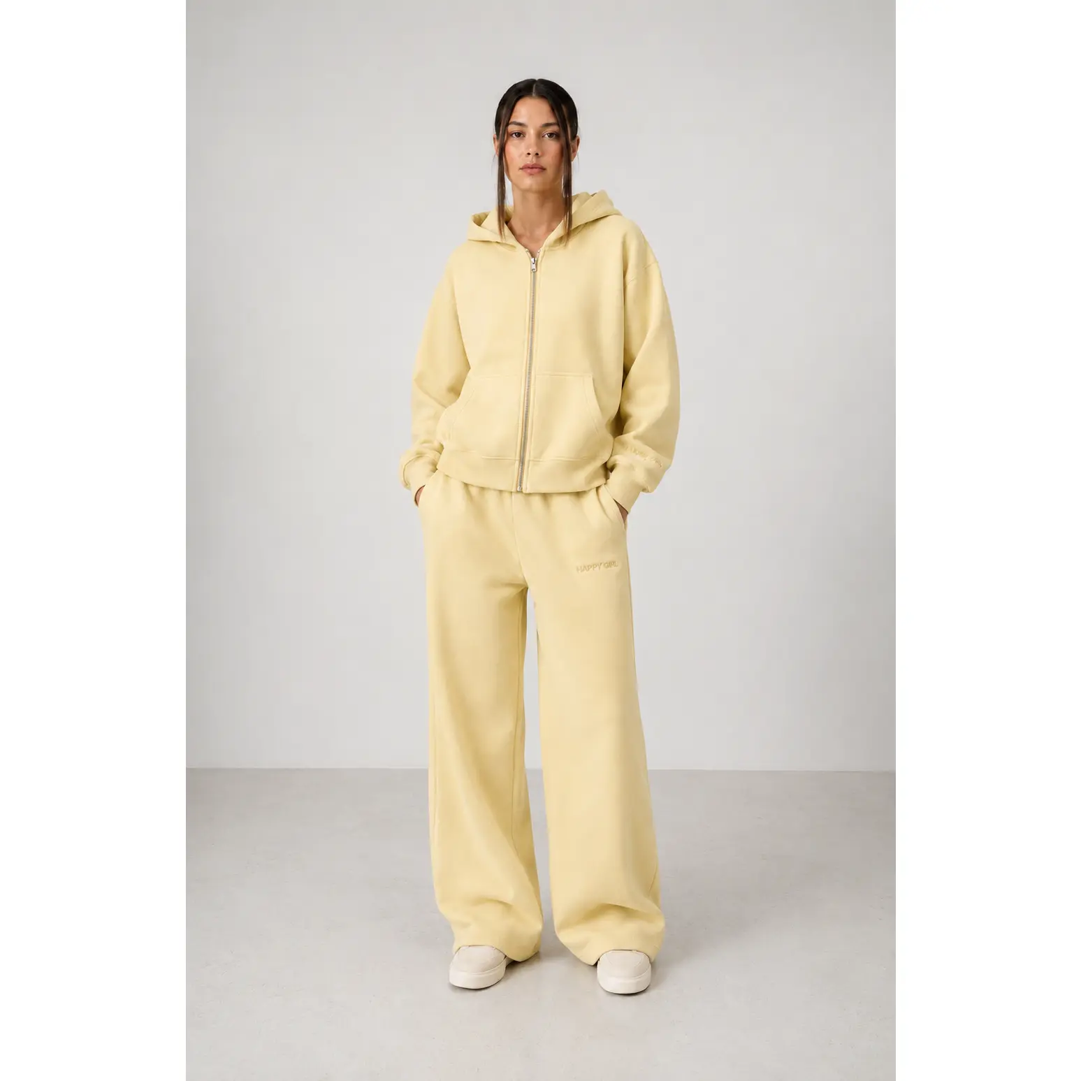 Zip Up Hoodie + Sweatpants Butter Yellow
