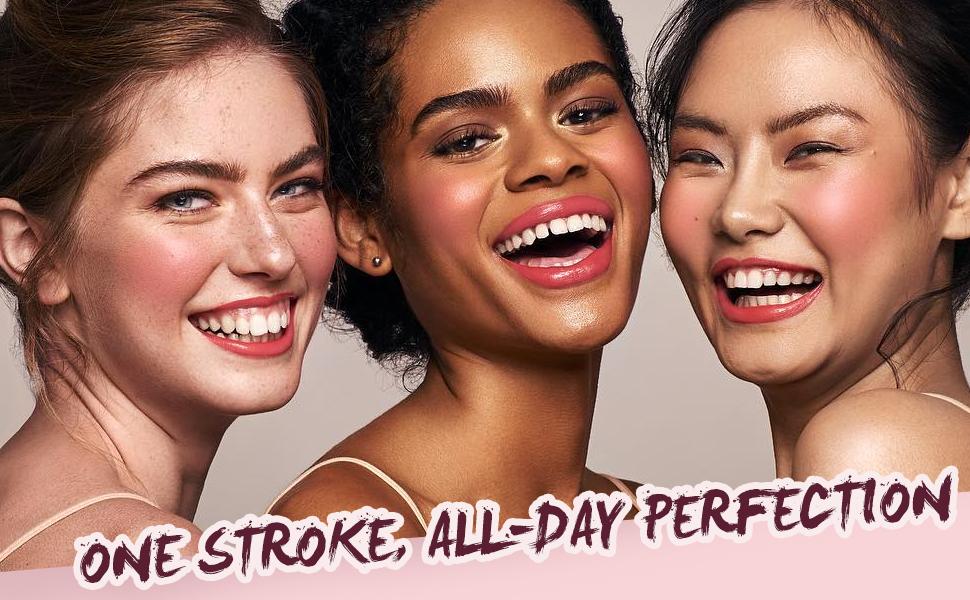 Multi-Use Waterproof Makeup Cream Blush Stick with Brush, 3-in-1 Buildable Blush Stick for Cheeks, Eyes, and Lips, All day wear, Easy Application