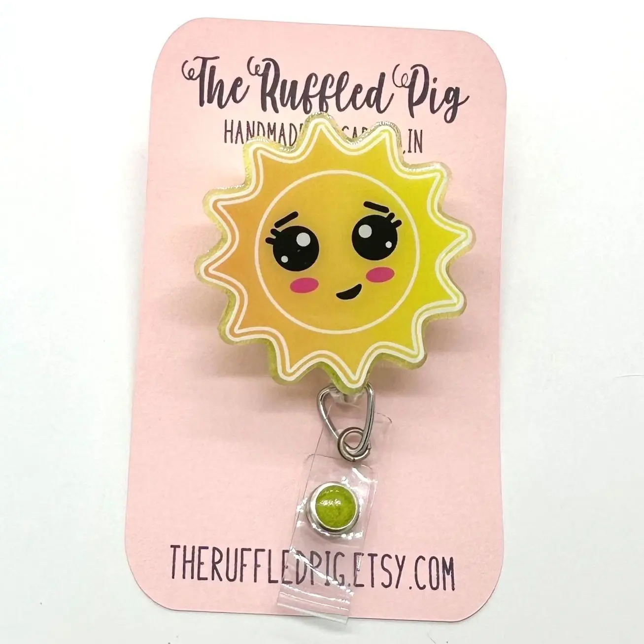 Happy Sun Badge Reel: Lanyard, clip, carabiner, teacher lanyard, cute badge holder for school, preschool teachers, pediatric nurse