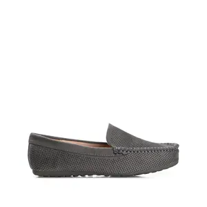 HALSEY MOC TOE LOAFER FLATS IN FAUX SUEDE - Grey
