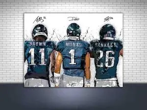 Saquon Barkley, Jalen Hurts, AJ Brown, Jason Kelce or Dawkins, Vick, McCoy Philadelphia Eagles, Poster Print Unframed #9