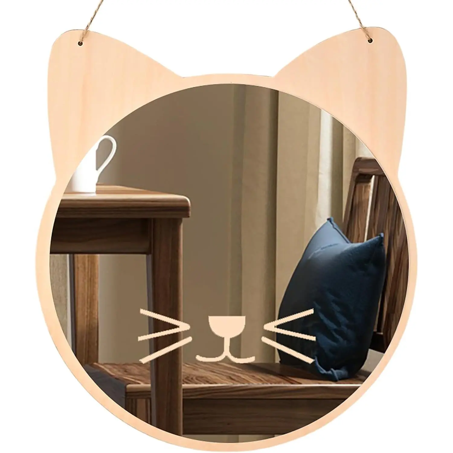 Plastic Mirror for Wall - Safety  Hanging Non-Glass and Unbreakable Cat Decoration Kid's Playroom 10"