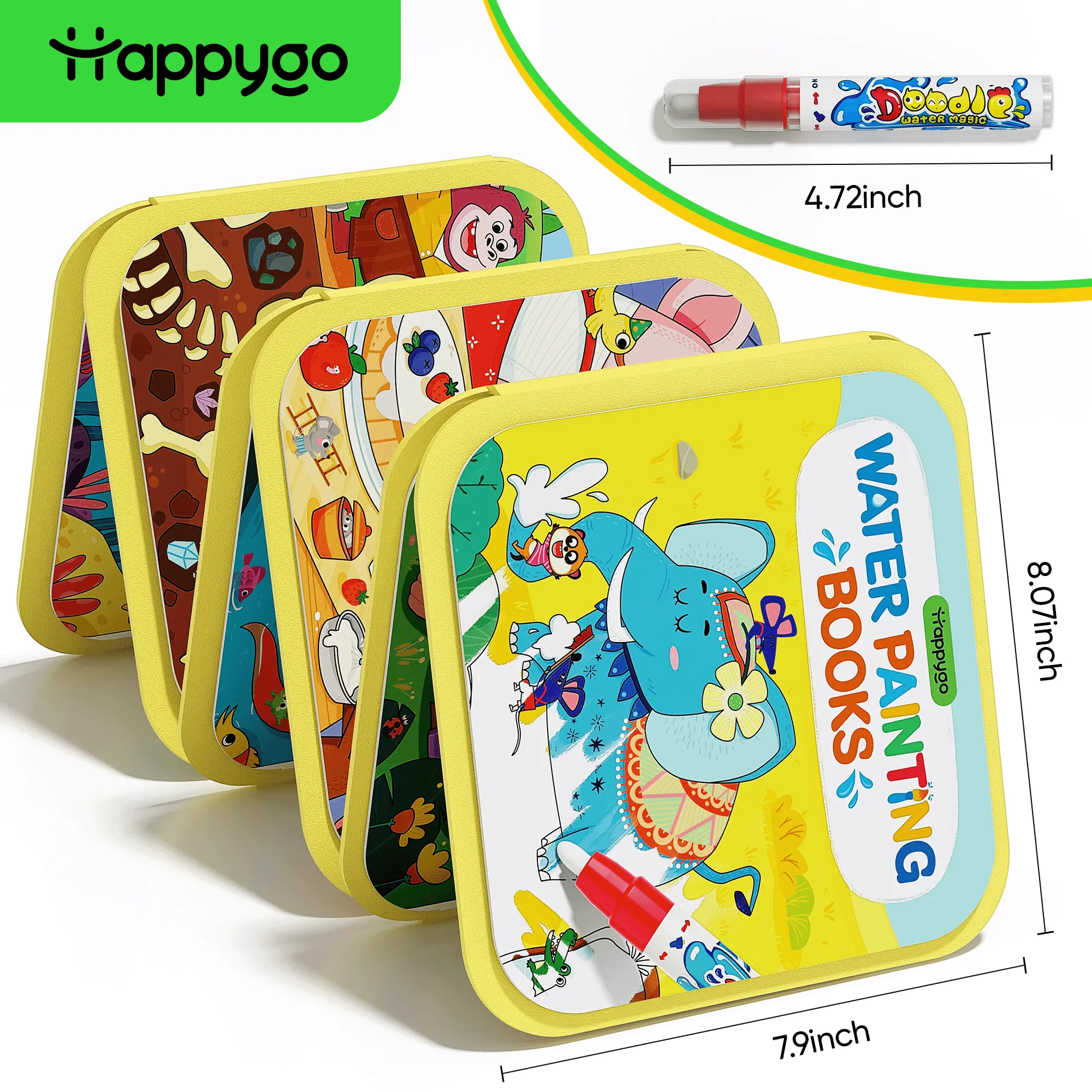 TIMETOME Water Coloring and Doodle Books for Toddlers, Paint with Water Activity Books, Travel Toys for Kids Watercolor Painting Art Supplies