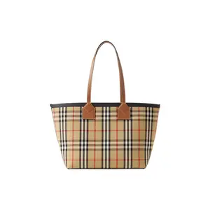 Burberry London Jacquard Check Cotton Tote Bag for Women in Heather Brown