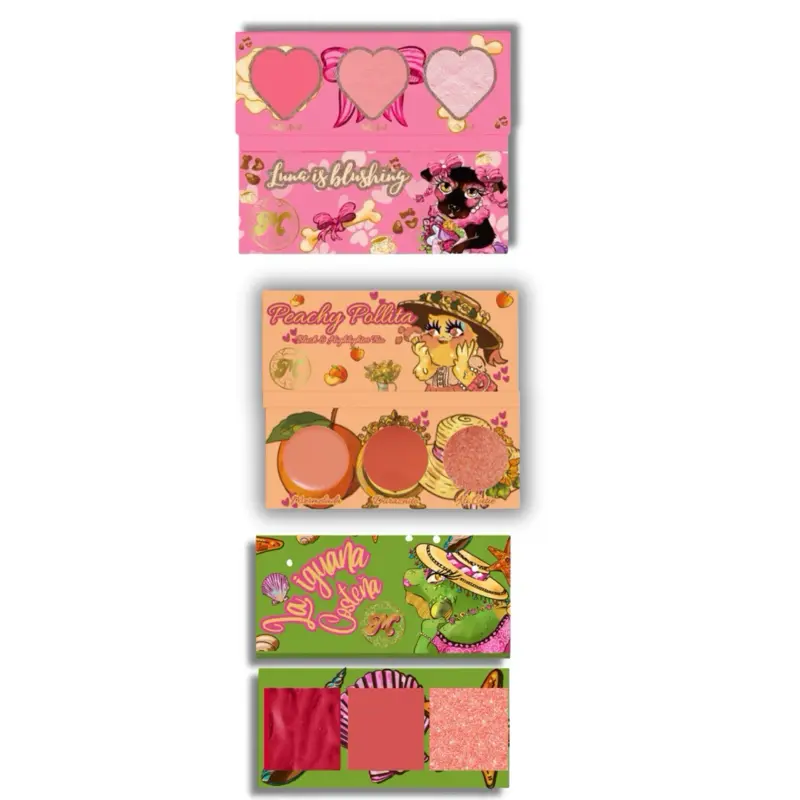 Trio of trios, cream blush,powder blush and highlighter Makeup