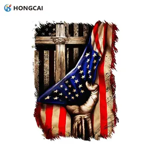 American Faith Cross Flag Iron-On Patch, Vintage Distressed Vinyl Sticker, Durable Color, Easy DIY for T-Shirts, Hoodies, Backpacks
