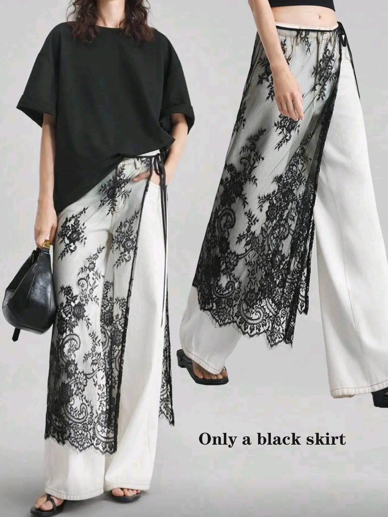 Fashion Versatile Lace Tie Long Midi Skirt, Elegant Women's Clothing, Perfect for Casual & Formal Occasions, Stylish Semi-Formal Wear