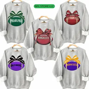 All Football Team Sport Grey Sweatshirt, Vintage Bow Design, Unisex Sports Pullover, Custom Team  UH