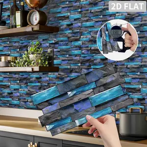 12/24/48 Sheets Tile Stickers,High Quality Look, DIY Easy, Striped Marble Peel & Stick Tile Stickers, Decorative Wall Sticker, Waterproof Square Backsplash For Kitchen Bathroom Home, Self Adhesive Tiles