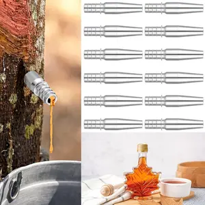 Tandefio 12 Pcs Maple Syrup Tapping Kit 304 Stainless Steel Tree Tap Spout for Taking Birch and Maple Sap Spiles for Tapping Trees Making Syrup Supplies, 2.31 Inch