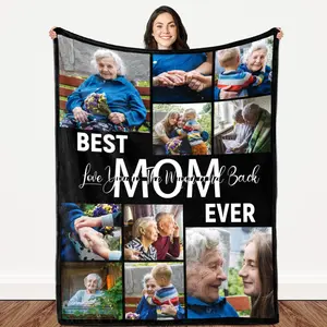 Personalized I Love You Photo Blankets for Mom Gifts from Daughter Son Custom Mothers Day Blankets with Photos Collage for Mom Blankets with Picture Customized Blankets for Mom Birthday-4 Sizes