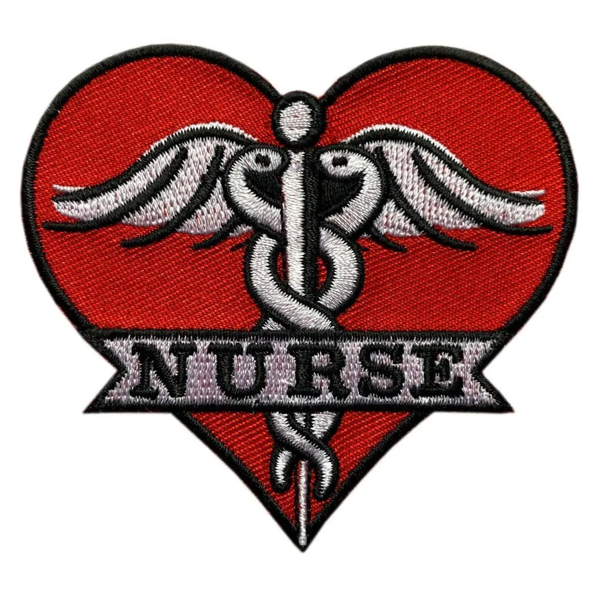 Nurse Heart Embroidered Medic Patch (3.0 inch - Iron on Sew on)