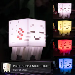 Summervibes Funny Pixel Night Lamp4-Color Changing Lights USB-CRechargeable  Version Four Modes forBedroom Gaming Halloween Party Decor Creative BirthdayGifts