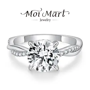 MOI MART 2CT Round Cut Synthetic Moissanite Ring, Engagement Bridal Jewelry Eternity in s925 sterling silver Anniversary Stackable Wedding Band