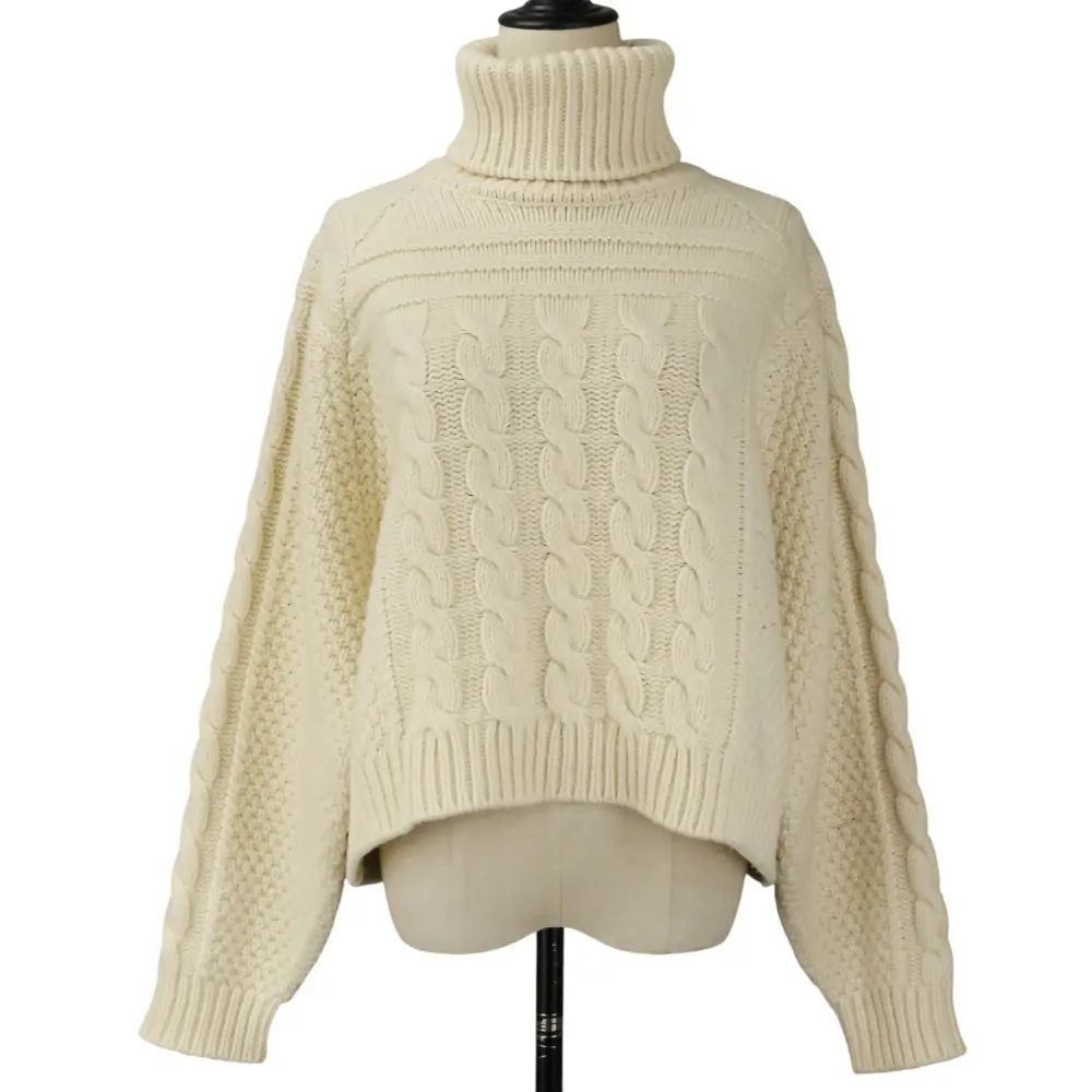 Pre-owned Celine Wool Small Leather Goods Cashmere Chunky Cable Knit Sweater