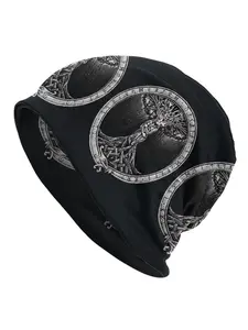 BIIHUDU Viking Beanie Hat for Men - Viking Tree Branch & Leaf Design, Norse-Inspired - Tree Bark Texture, - Compatible with - Beanies Knitting Beanie