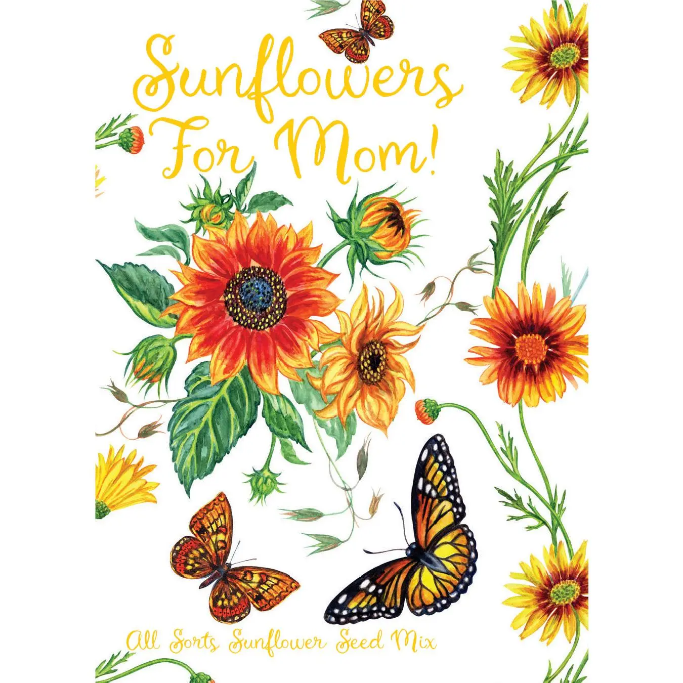 Assorted Sunflower Seed Packets - Sunflower Packets Mix, Mom Gift for Mother's Day, Full Sun Pollinator-Friendly Home Garden Flower & Plant Seeds, Butterflies