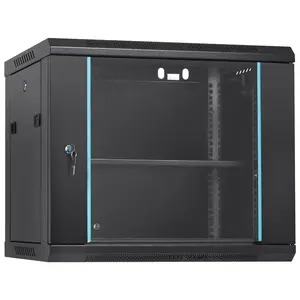9U Wall Mount Network Server Cabinet, 15.5-Inch Deep Server Rack Enclosure With Locking Glass Door And Removable Side Panels, 200 Lb Max Load, IT And A/V Equipment Enclosure For Data Centers And Network Closets
