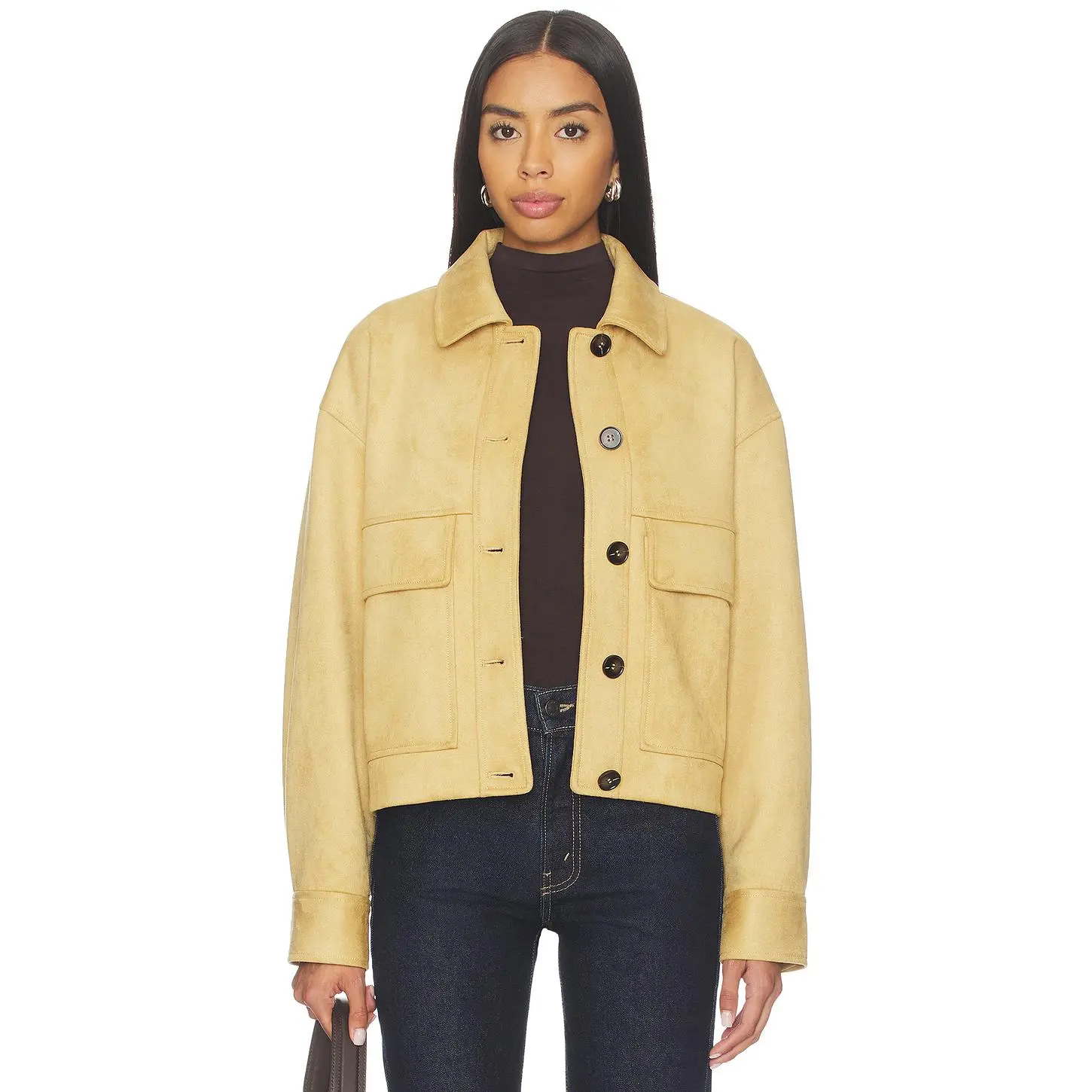 Elodie the Label Liora Faux Suede Jacket in Camel