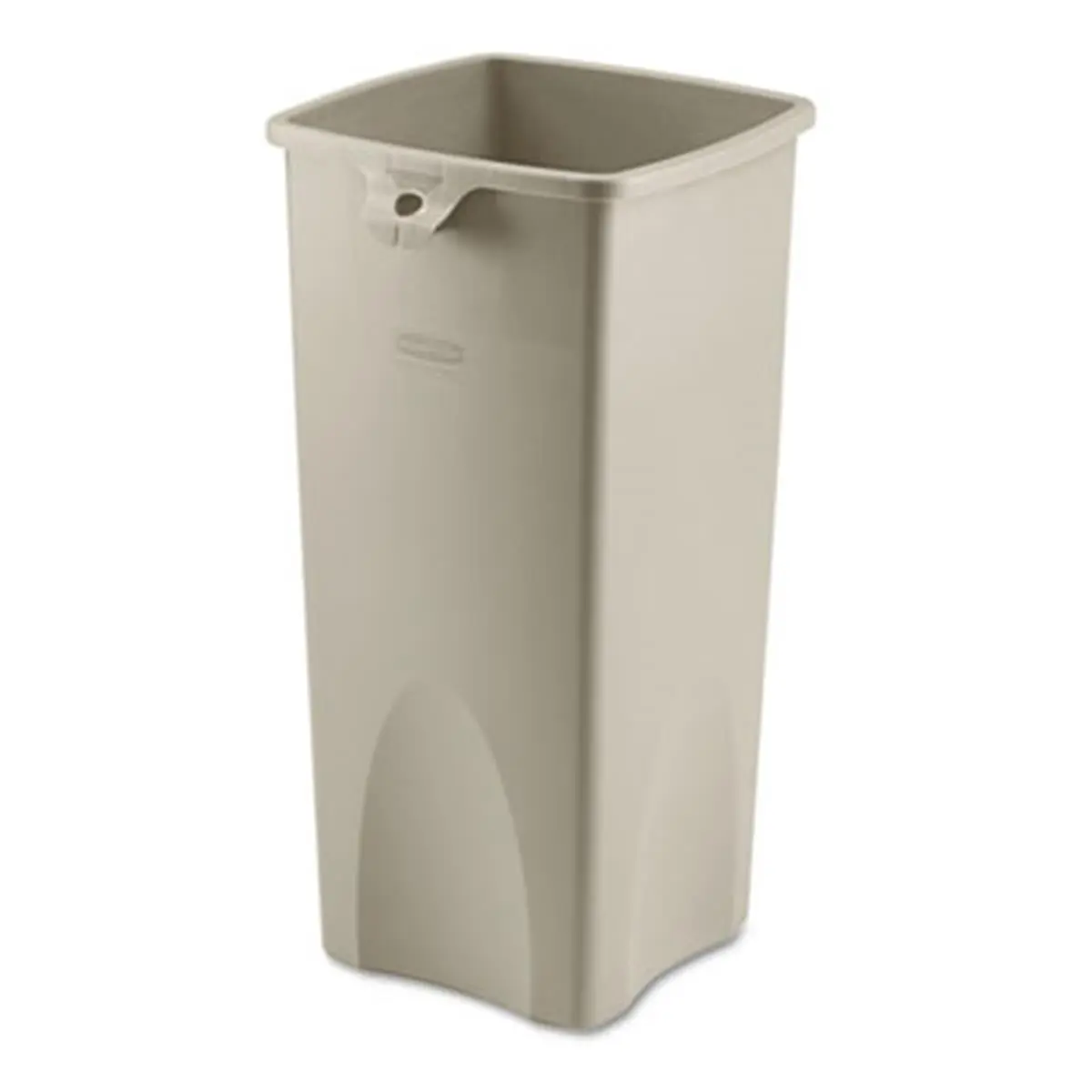 Rcp 356988BG 23 gal Beige Untouchable Square Plastic Dustbin - Durable, Crack-Resistant All-Purpose Outdoor/Indoor Home Care Waste Container with Can Liner Cinch for Restaurants, Shopping Malls