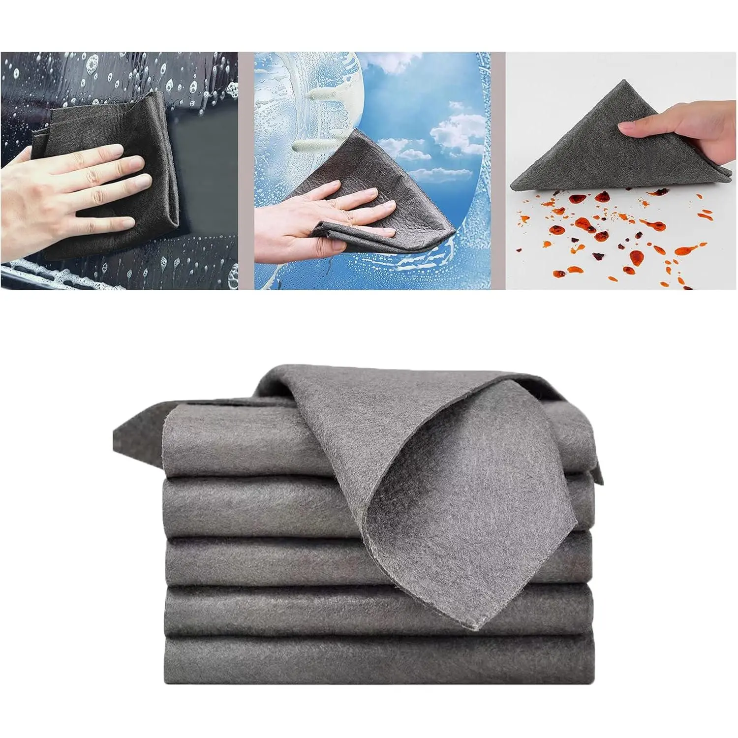 10Pcs Lint-Free Microfiber Car Cleaning Cloths, Ultra Absorbent Streak-Free Cloth for Car Windows & Interior Cleaning