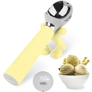 Heated Ice Cream Scoop Rechargeable Battery Electric Ice Cream Scooper for Scooping Hard Ice Cream, Metal Spoon 2 Oz IP 67 Waterproof LED Display Easy Clean Durable Kitchen Gadgets Utensils