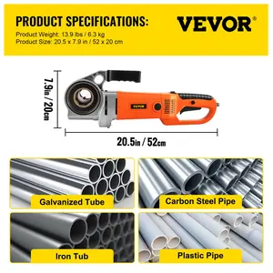 VEVOR Electric Pipe Threader, 2300W Pipe Threading Machine with 4 Dies 1/2 - 1 1/4, 110V Hand-held Pipe Threader Machine with Copper Motor, Portable Electric Pipe Threading Kit with Carrying Case