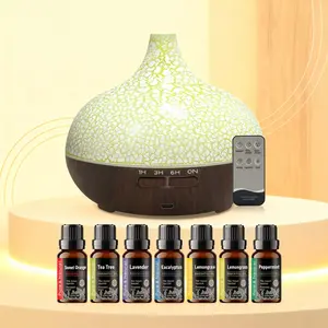 Nature-Inspired Crack Design Diffuser, 550ML Ultrasonic Aromatherapy Humidifier with 7 Color LED Lights for Zen Spaces & Home Decor