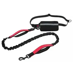 leash for pocket bully Hands Free Dog leash,Flexi Leash,Elastic Traction Rope,Shock Absorbing, No Pull, Reflective, Dual Handle, Waist Belt Leash for Running & Hiking tangle  free  leash dual dog leash training  tab  leash