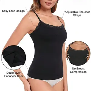 Padded Lace Cami Top Double Lined Sexy Tank Top Spaghetti Strap Club Party Shirt