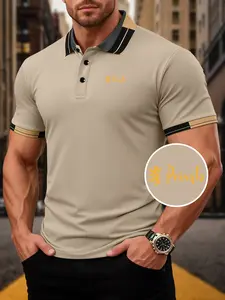 New Men's Fashionable Casual Sports Short Sleeve Polo Shirt, Pringle of Scotland Print Design, Suitable for Outdoor Activities and Casual Occasions, Lightweight Machine Washable ShiSuitable for All Seasons