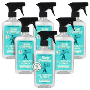 Aunt Fannie's All Purpose Household Cleaner, Multi-Surface Spray Cleaner, Powered by Vinegar for Kitchen, Bath, Windows and Countertops, Fragrance Free, Pack of 6