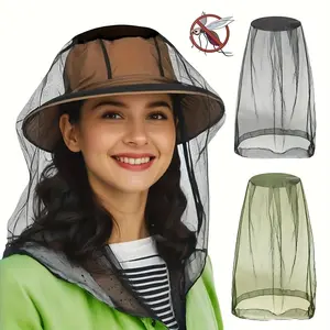 2-Pack Extra Large Mosquito Net Face Masks Attachments - Heavy Duty Insect Netting with Fine Mesh, Hat/Head Compatible, for Fishing & Hunting - Protects Against West Nile & Zika Virus, Black & Green (Durable Fabric) - Adults, Breathable Max Air Flow - Rep