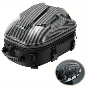 Carbon Fiber Color Motorcycle Tour Tail Box Helmet Bag Waterproof Motorcycle Travel Luggage Hard Shell Rear Pack Backseat Pack Backpack 15L-20L