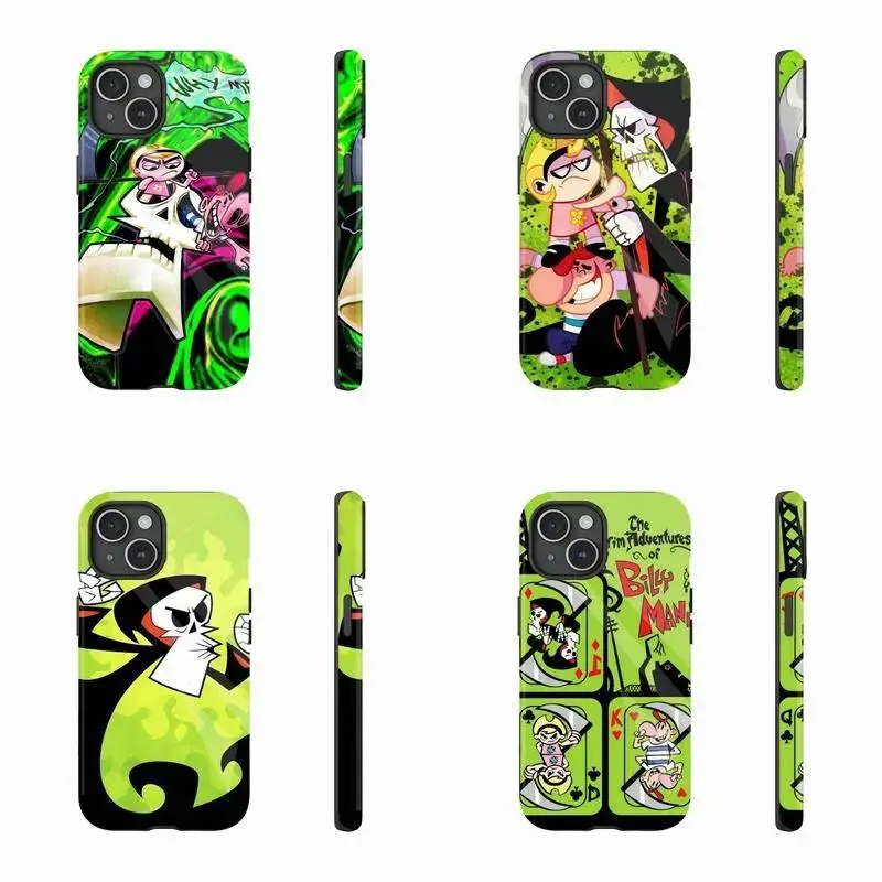 Billy and Mandy Halloween Phone Case, Horror Cartoon Adventure Tough Cover, Designed for iPhone 11-17 Pro Max/Plus & Samsung Galaxy S23-S25