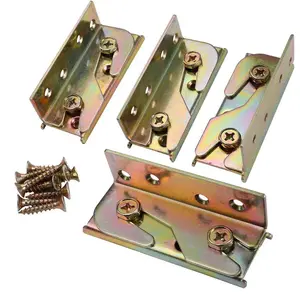 Heavy Duty Non-Mortise Bed Rail Brackets - 4 Sets Wooden Bed Frame Hardware Fittings with Screws Included