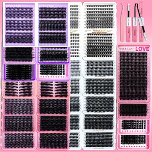 Individual Cluster Lashes, 1 Set 17 Styles Book Clusters DIY False Eyelash Extension Kit, Mix Length Natural False Eyelashes for Daily Life & Dates & Party, Makeup Volume Lash Clusters, Eyelashes Extensions, Fluffy Eyelash Clusters, Wispy Lash Clusters