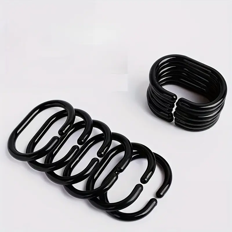 12 pieces of bathroom shower curtain accessories - plastic C-shaped hooks - bathroom shower curtain hooks